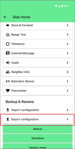 Export Configuration